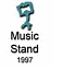 The 1997 mark is a music stand. The stand represents Mickey Mouse's first color cartoon The Band Concert (1935). The cartoon is renowned for its superb character animation of band leader Mickey and mischievous peanut vendor Donald Duck.