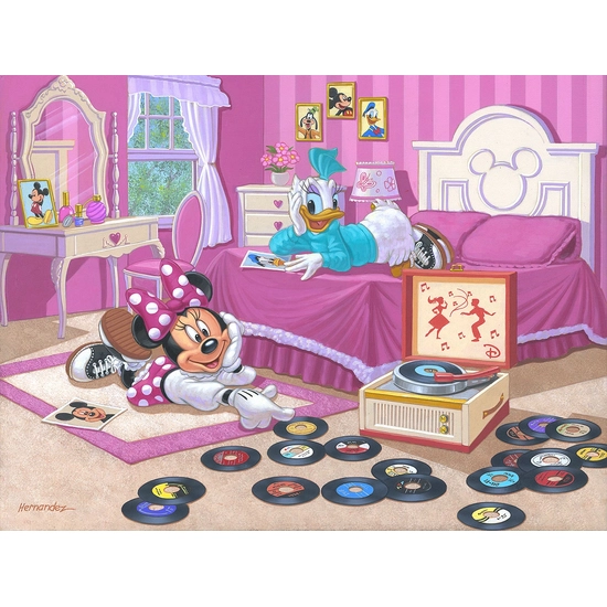 Minnie and Daisy's Favorite Tune by Manuel Hernandez Disney Fine Art Release Hand-Embellished Giclee on Canvas